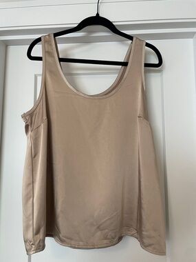 Women’s Sleeveless Satin Tank Top in Beige/ Champagne